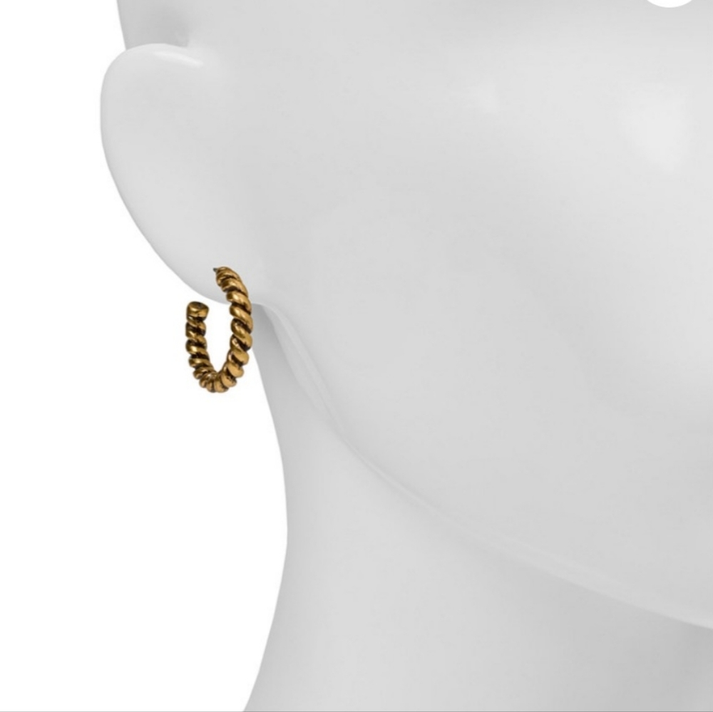 PATRICIA NASH GOLD TONE ROPE HOOP EARRINGS NWT - Picture 3 of 3